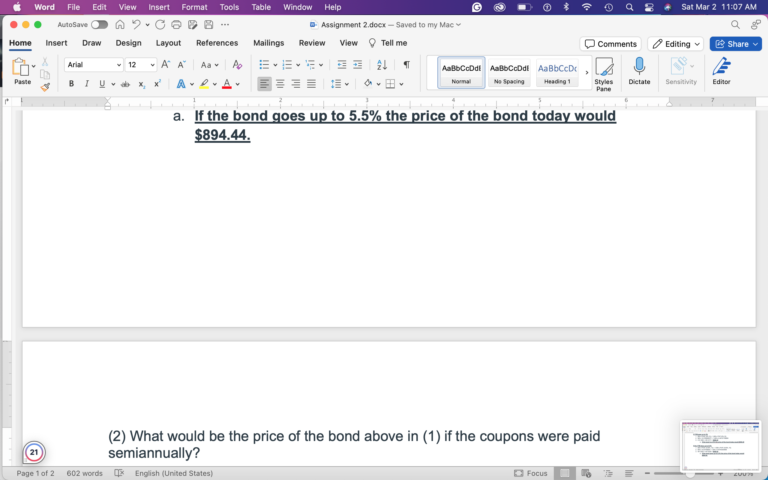  Please answer Question #2 (1) A bond will mature in 15