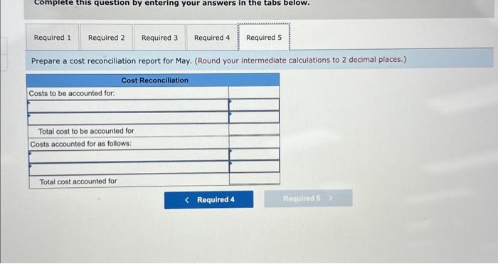 unit for materials and conversion for May. 3. Compute the cost of