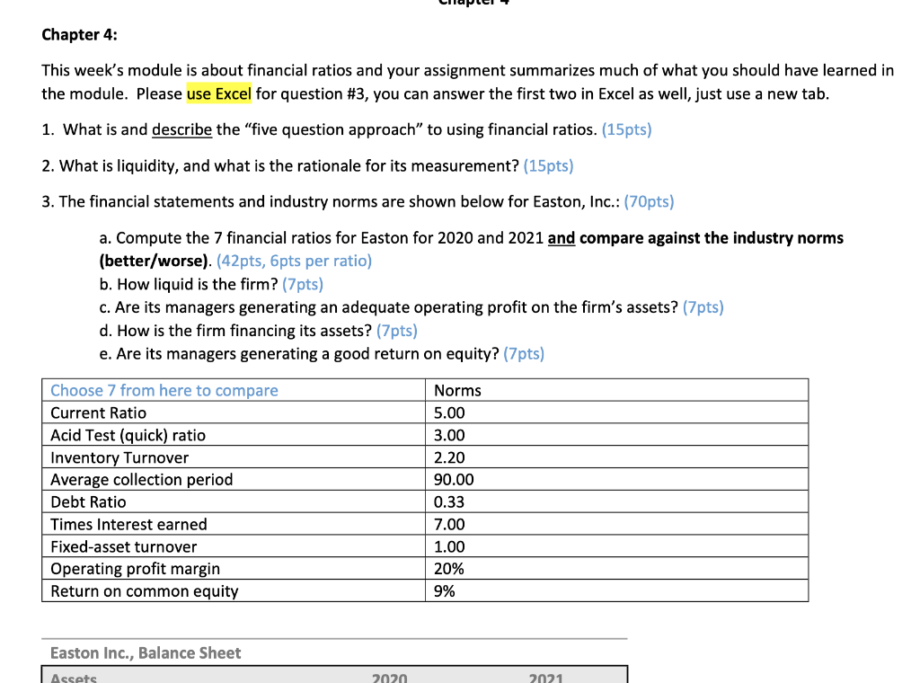  Chapter 4: This week's module is about financial ratios and your