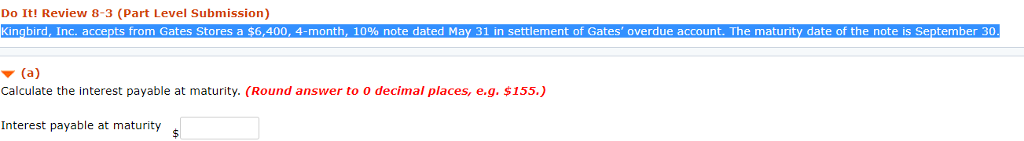 Do It! Review 8-3 (Part Level Submission) gbird, Inc. accepts from