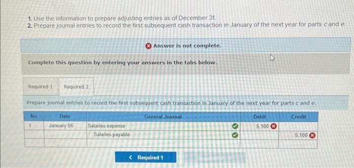 Amez Company's annual accounting period ends on December 31 . The following