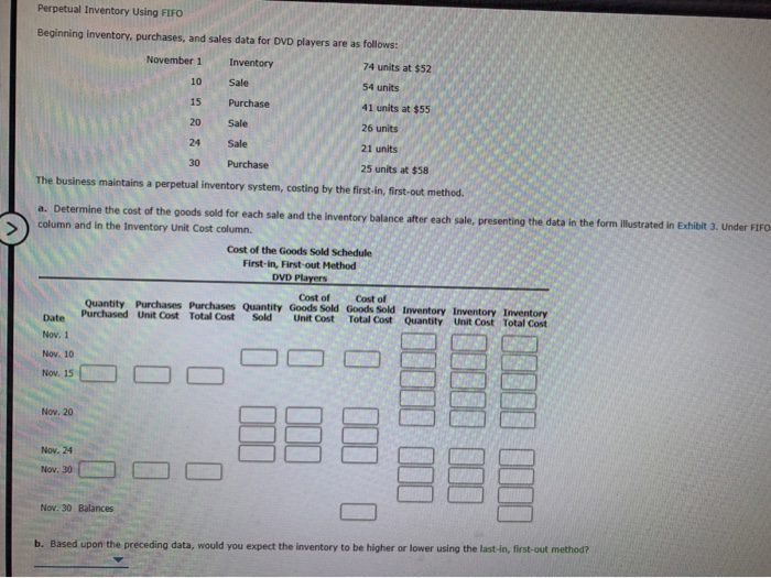  Perpetual Inventory Using FIFO Beginning inventory, purchases, and sales data for