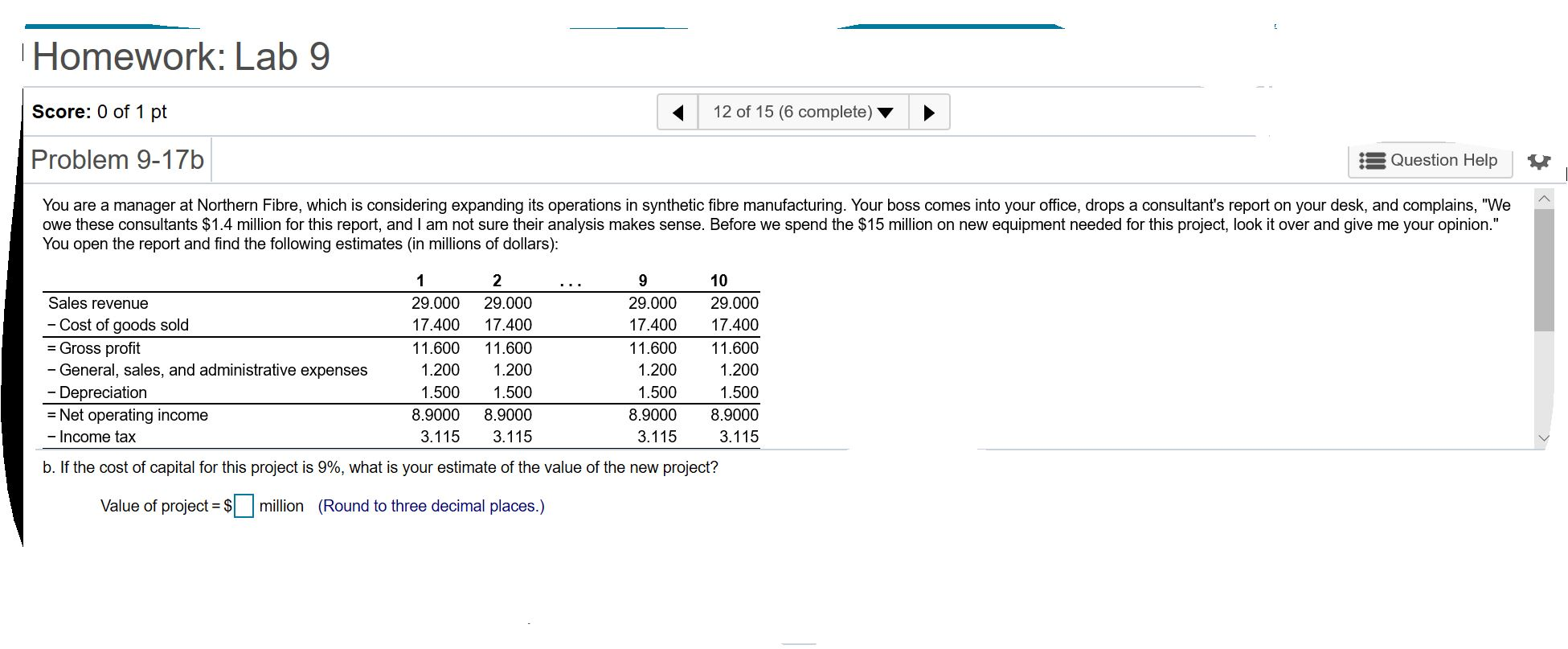 Lab 9 Score: 0 of 1 pt 12 of 15 (6 lu...