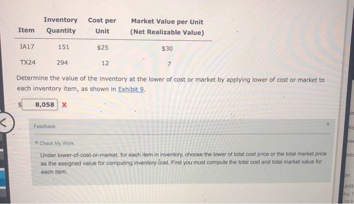  Inventory Cost per Market Value per Unit Item Quantity Unit (Net
