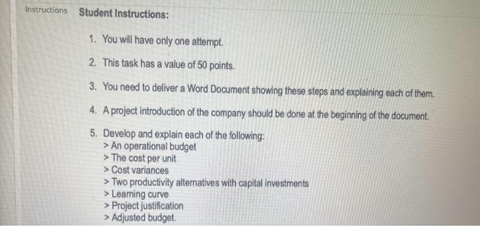 1. 2. 3. tructions Student Instructions: 1. You will have only one