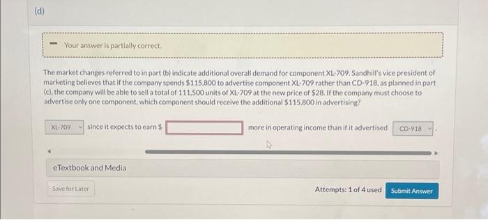 the company must choose to advertise only one component, which component should