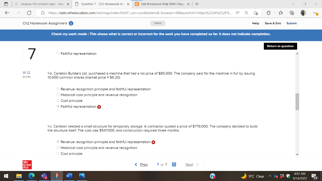 Feithful representation 1-b. Carleton Builders Ltd. purchased a machine that had