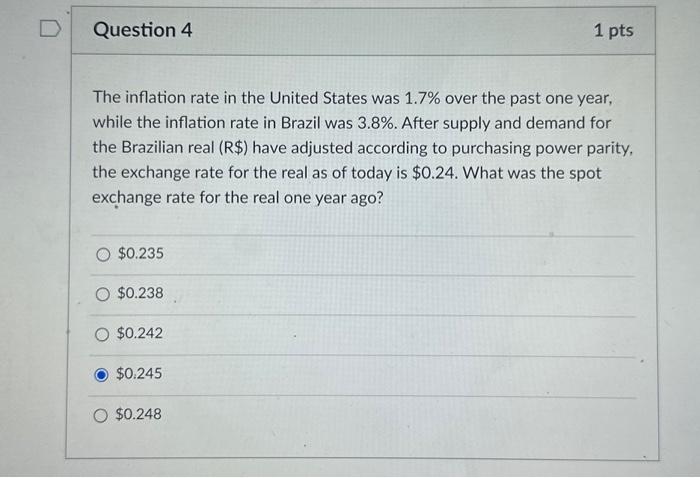 How do we get the answer? The inflation rate in the United