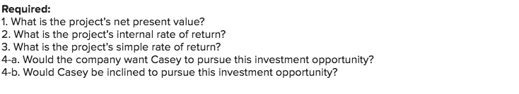 the last three years. Casey is considering a capital budgeting project that