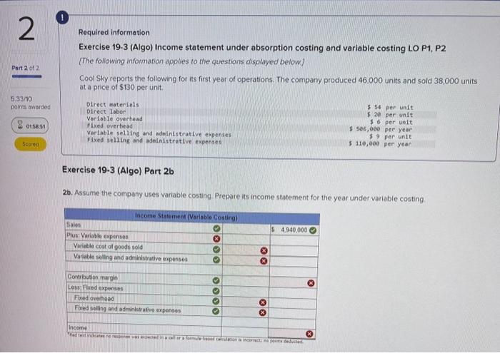 variable costing LO P1, P2 [The following information applies to the questions