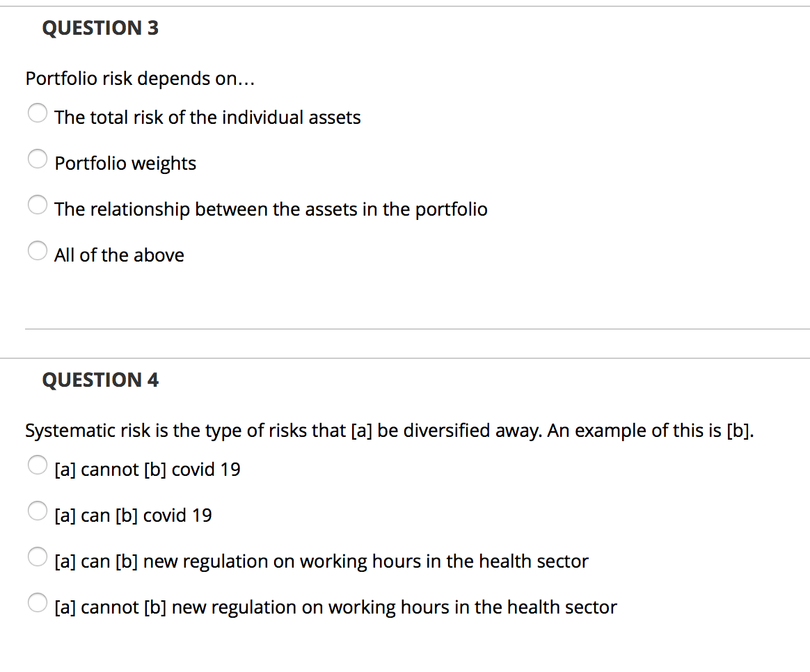  could i get help with these 2 questions QUESTION 3 Portfolio