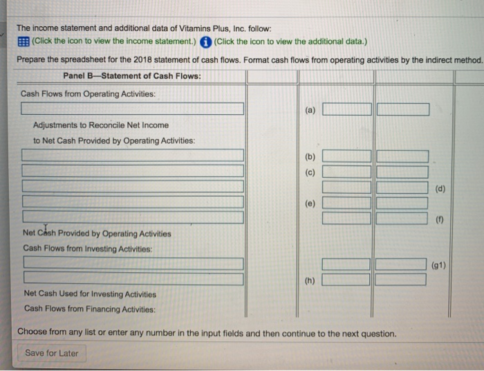 Plus, Inc. follow. (Click the icon to view the income statement.) (Click