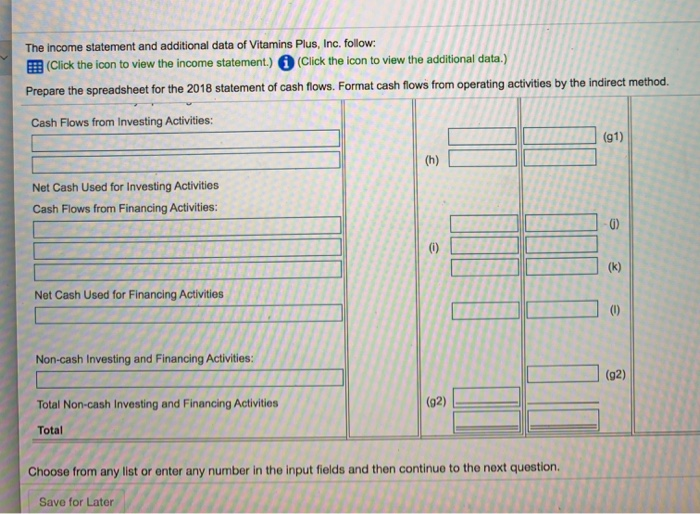 the icon to view the additional data.) Prepare the spreadsheet for the