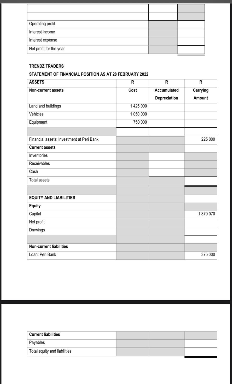 in bold print. The notes to the financial statements and Statement of