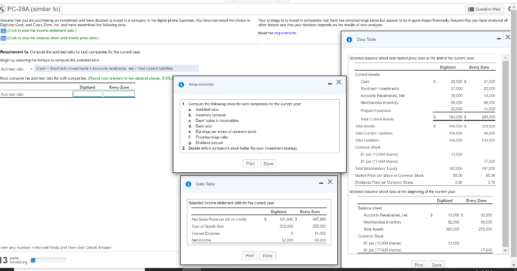 How do I find out Requirement 1 and 2 Question Help PC-28A