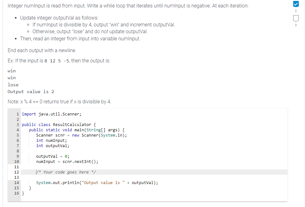 Can you please help me in JAVA Integer numInput is read from
