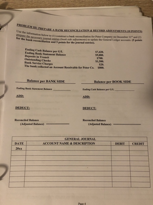  PROBLEM WE PREPARE AB Use the information below to prepare the