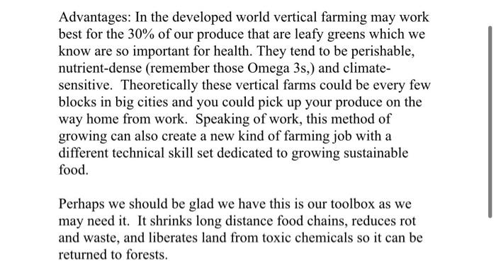 new trends in food production and consumption and consider how food may