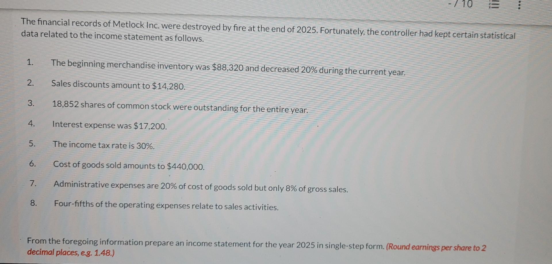  I need help with this income statement for the year 2025