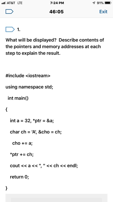 C++ Give a step by step explanation for each question AT&T