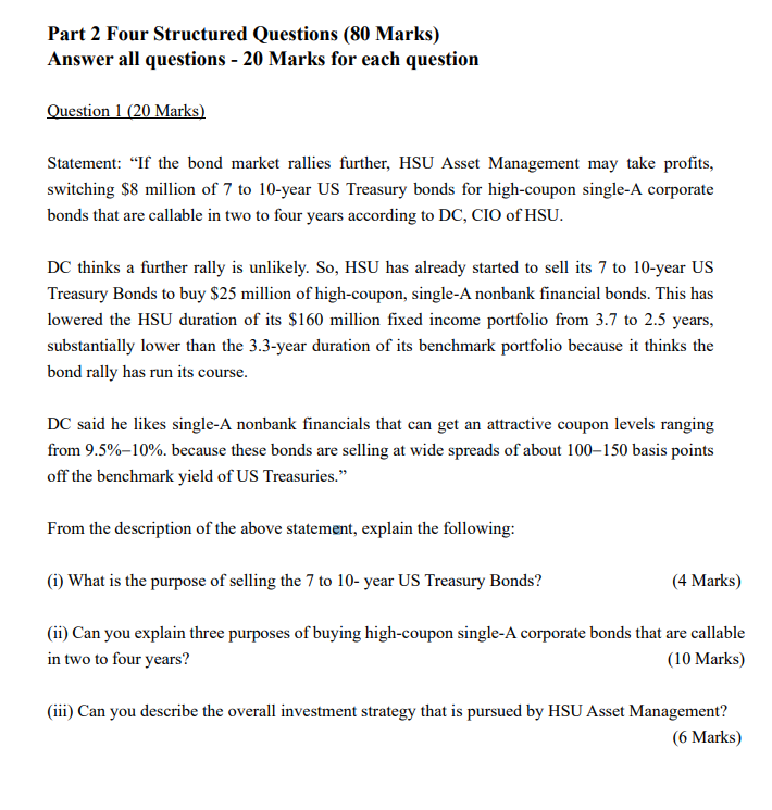  Part 2 Four Structured Questions (80 Marks) Answer all questions -