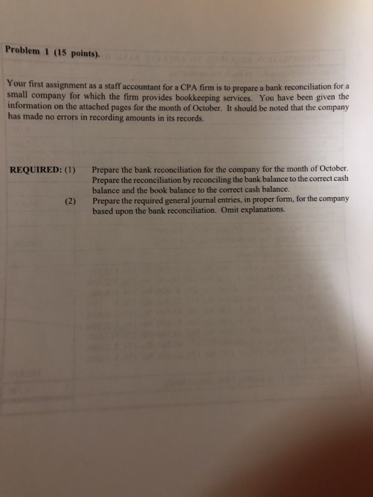  Problem 1 (15 points) Your first assignment as a staff accountant