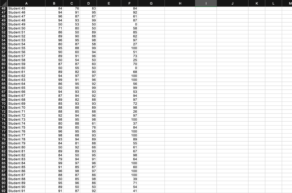 calculate final grades for the professor, using the following guidelines: 1. This