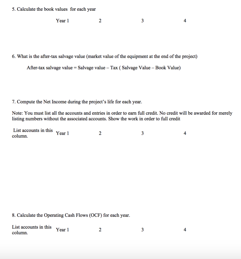 new expansion project and the finance staff has received information summarized below.