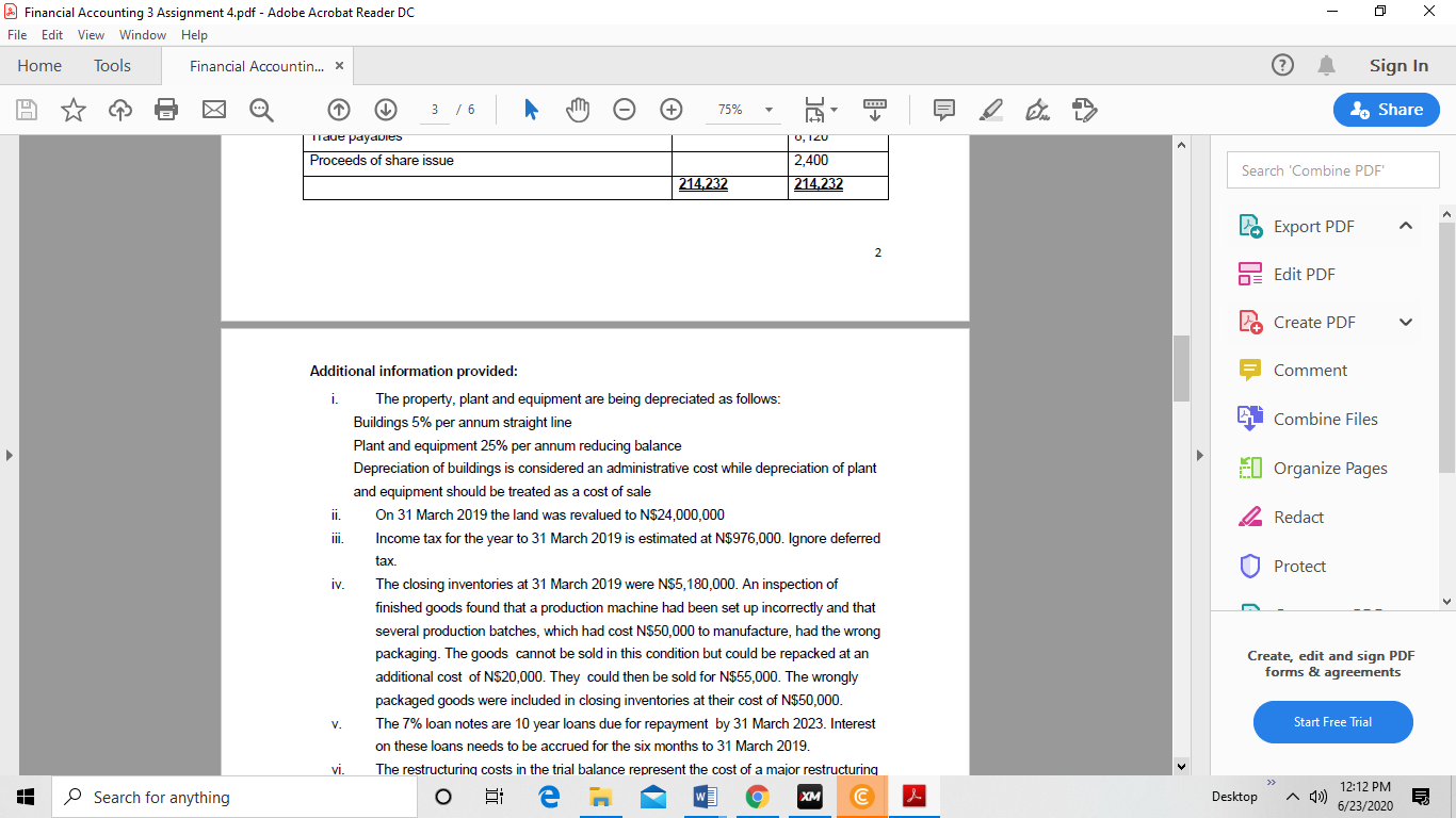 Accounting 3 Assignment 4.pdf - Adobe Acrobat Reader DC File Edit View