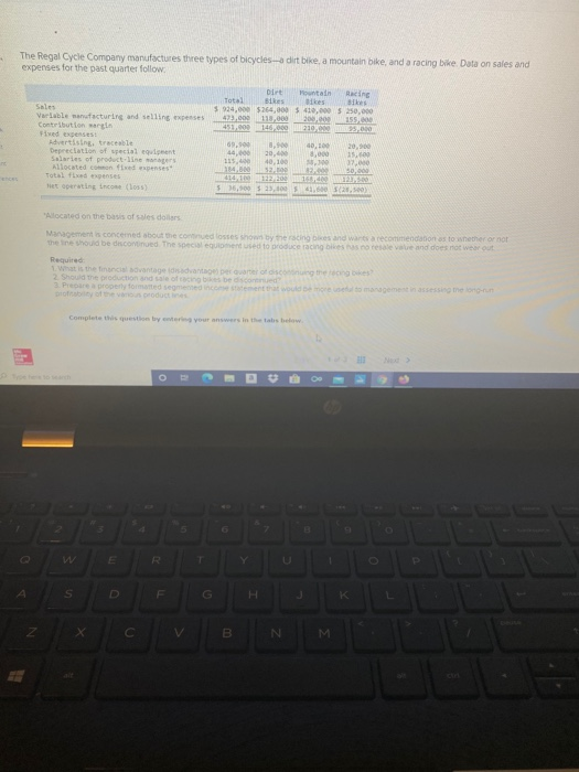  ANSWER ALL, just one problem. Thank you The Regal Cycle Company