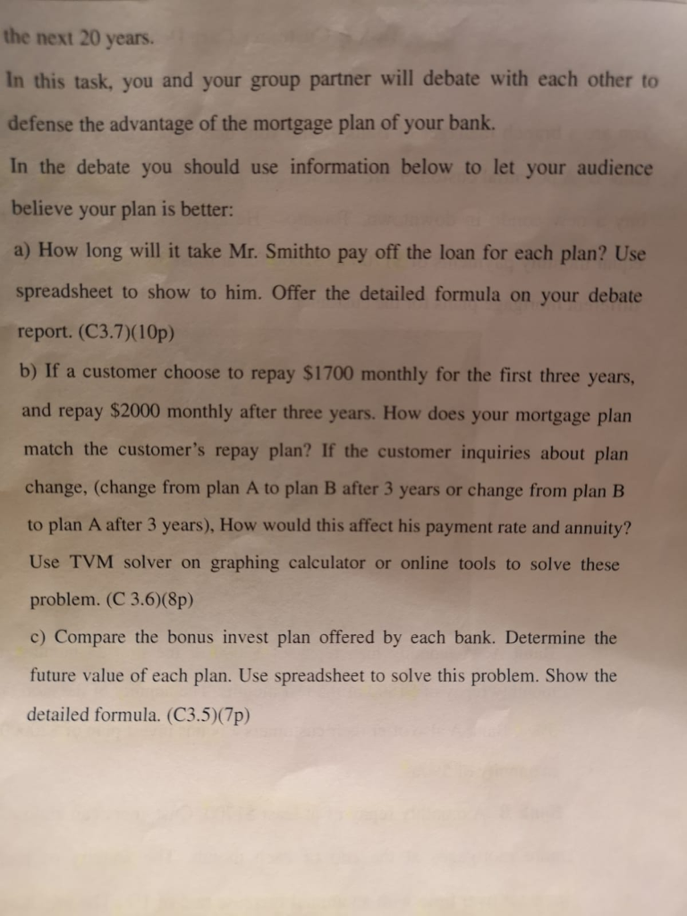 are a branch manager of Bank A and your debate partner is