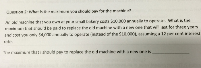  What is the maximum you should pay for the machine? An