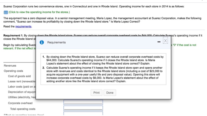 meeting, Maria Lopez, the management accountant at Suarez Corporation, makes the following