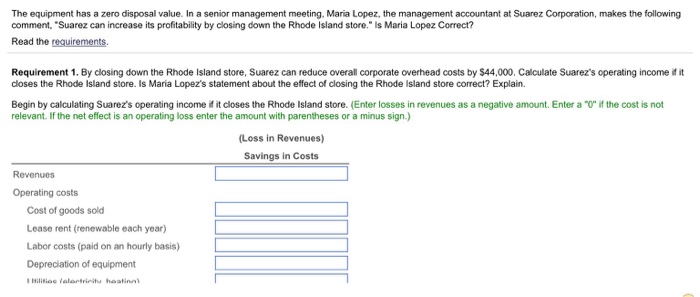 comment, "Suarez can increase its profitability by closing down the Rhode Island