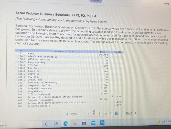  Help Serial Problem Business Solutions LO P1, P2, P3, P4 The