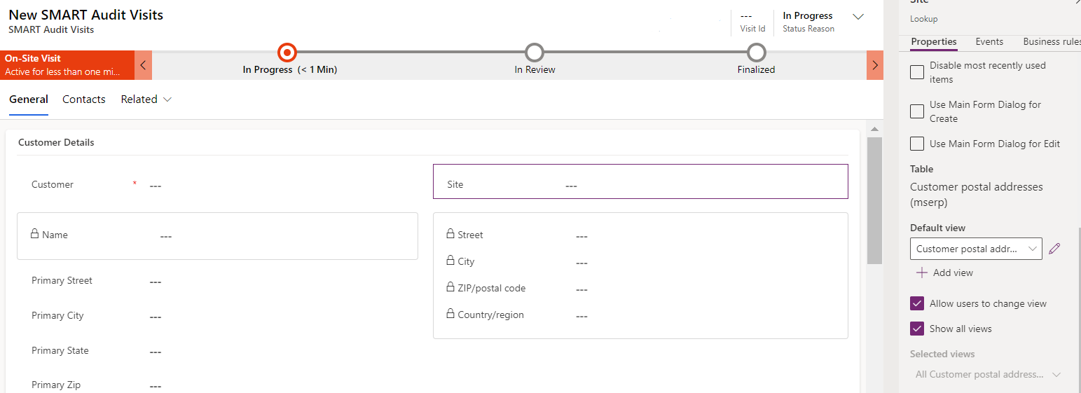  In model driven apps, I have SMART Audit Visit table and