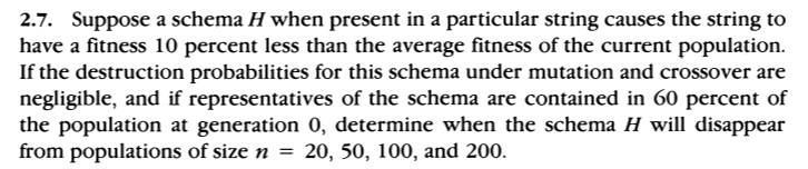 survival of each schema under crossover when the probability of crossover p