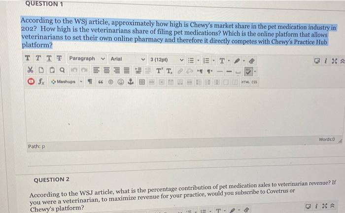  QUESTION 1 According to the WSj article, approximately how high is