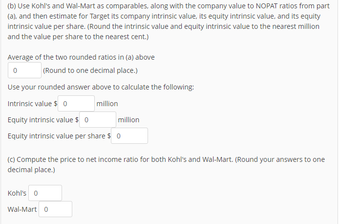 for Target and its competitors, Kohl's and Wal-Mart. in millions) $23,098 $237,306