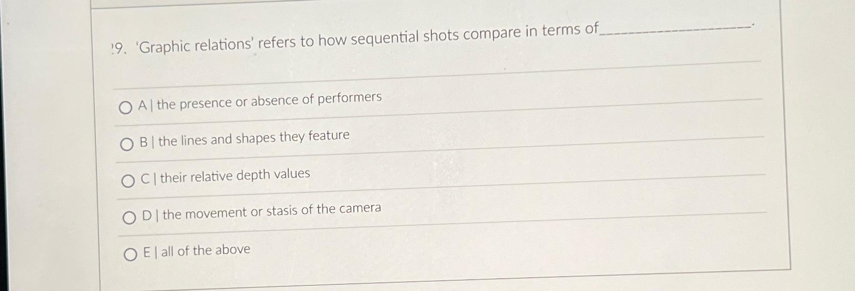  'Graphic relations' refers to how sequential shots compare in terms of