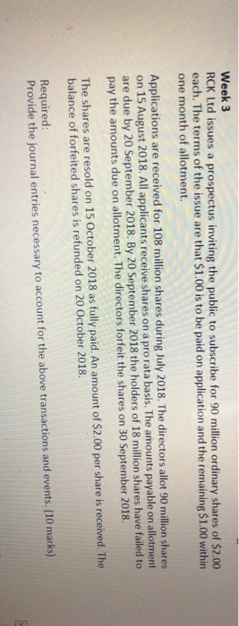  Week 3 RCK Ltd issues a prospectus inviting the public to