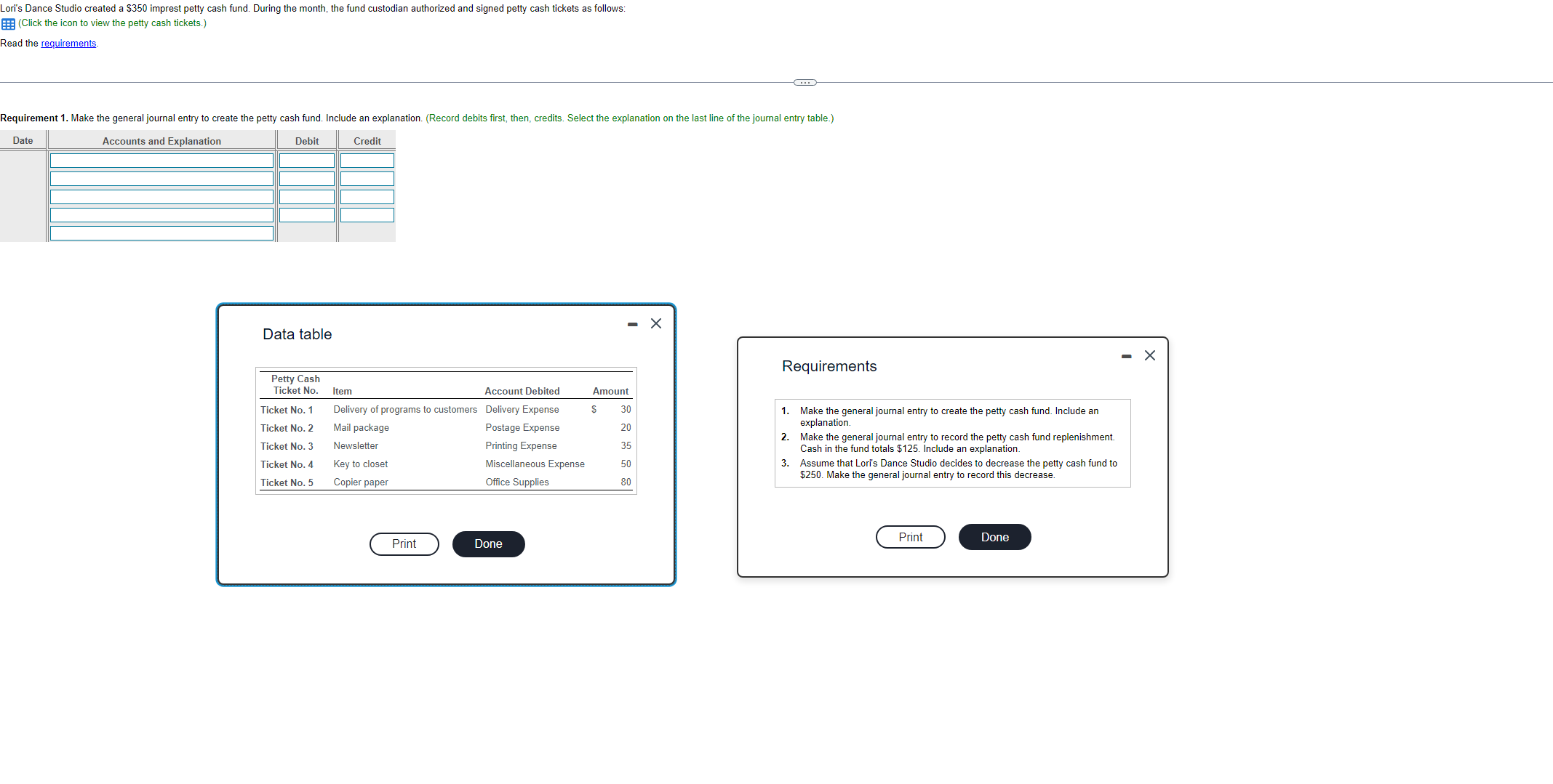 Chapter 7 Question 2 Answer all the requirements, please. _ori's Dance Studio