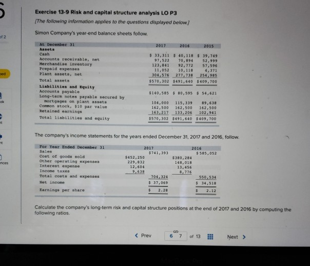 Exercise 13-9 Risk and capital structure analysis lo p3 Exercise 13-9 Risk