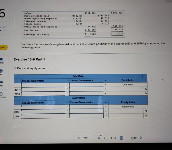 and capital structure analysis LO P3 The following information applies to the