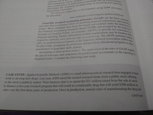  Please Read first the case. The U.S. GAAP standards in this