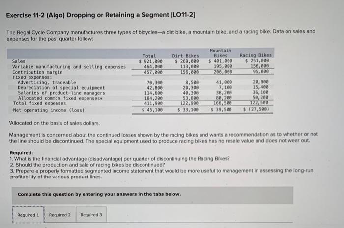  need help solving this, thank you! Exercise 11-2 (Algo) Dropping or