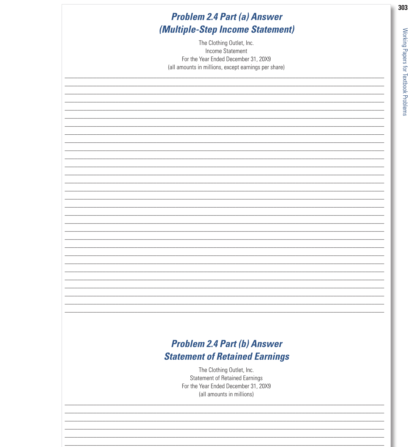 Clothing Outlet, Inc. Statement of Financial Position December 31, 20X9 (all amounts