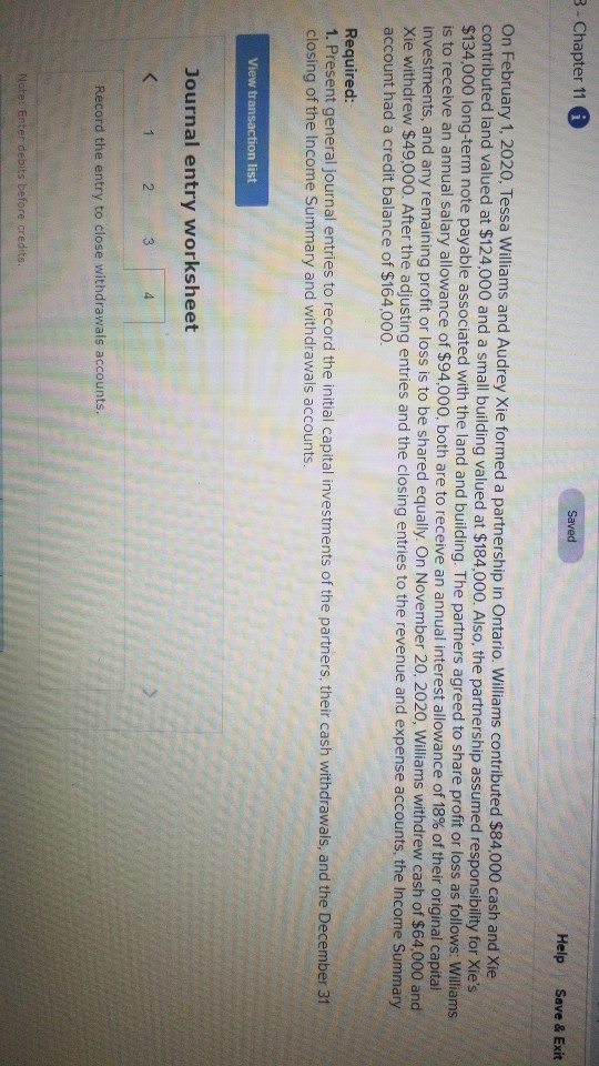 3 - Chapter 11 Saved Help Save & Exit On February