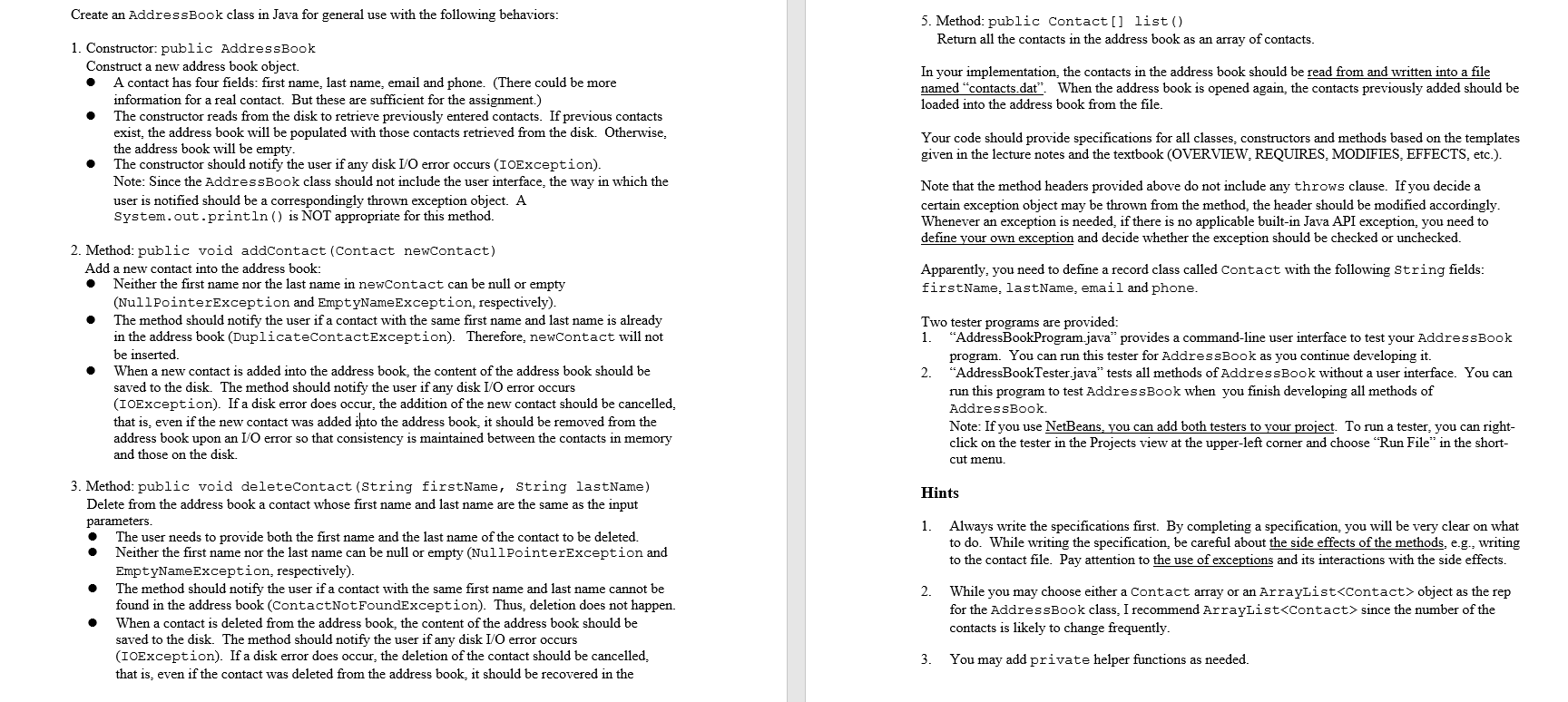 (java) //AddressBookProgram.java provides a command-line user interface to test your AddressBook class.
