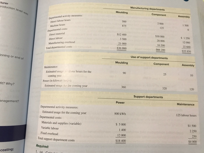 Support department cost allocation; plantwide versus departmental overhead rates; product costing cost